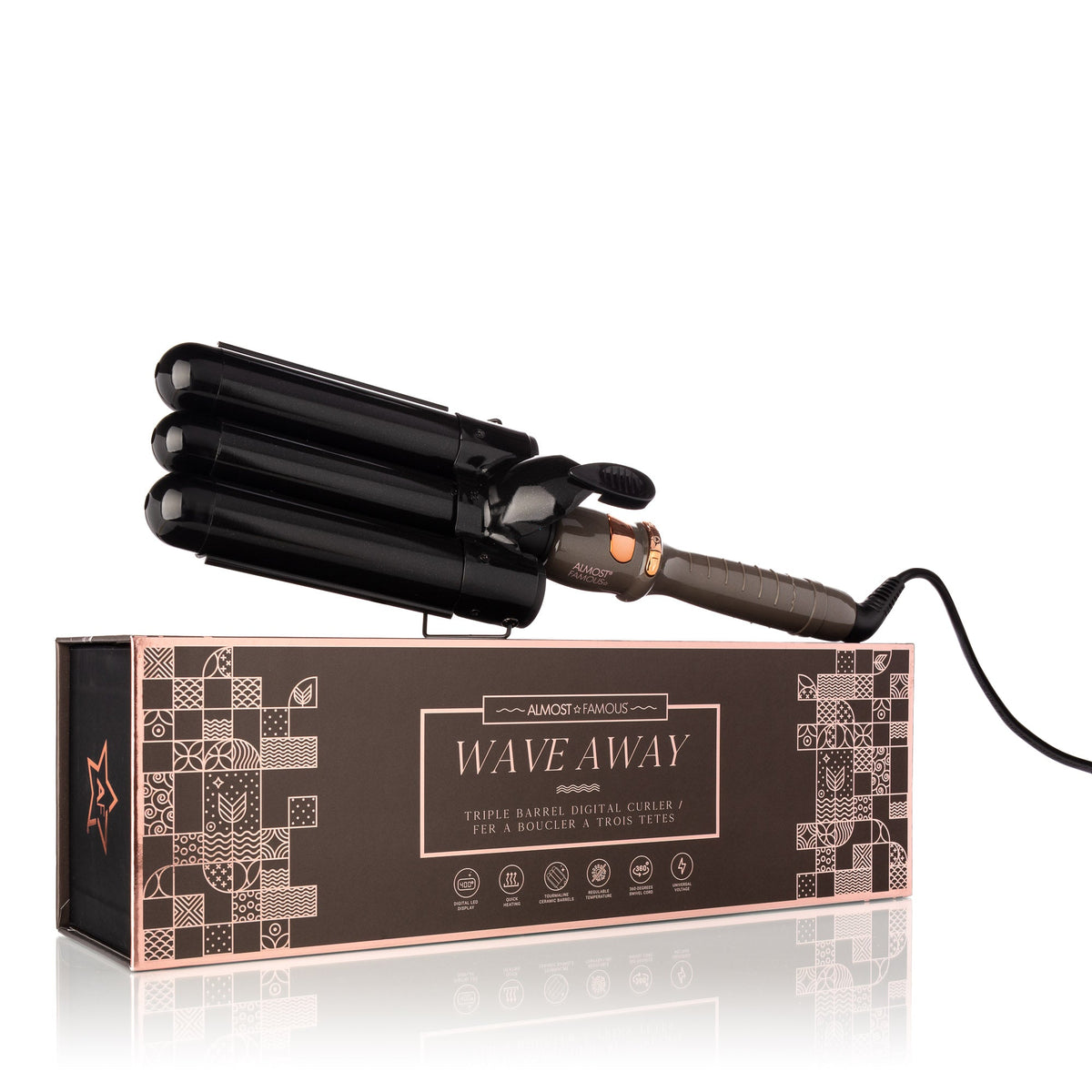 Almost Famous Wave Away triple barrel waver in black