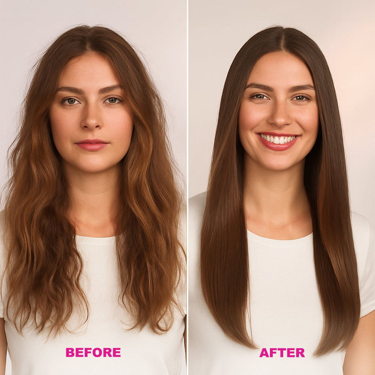 Almost Famous tourmaline flat iron in use, lifestyle image