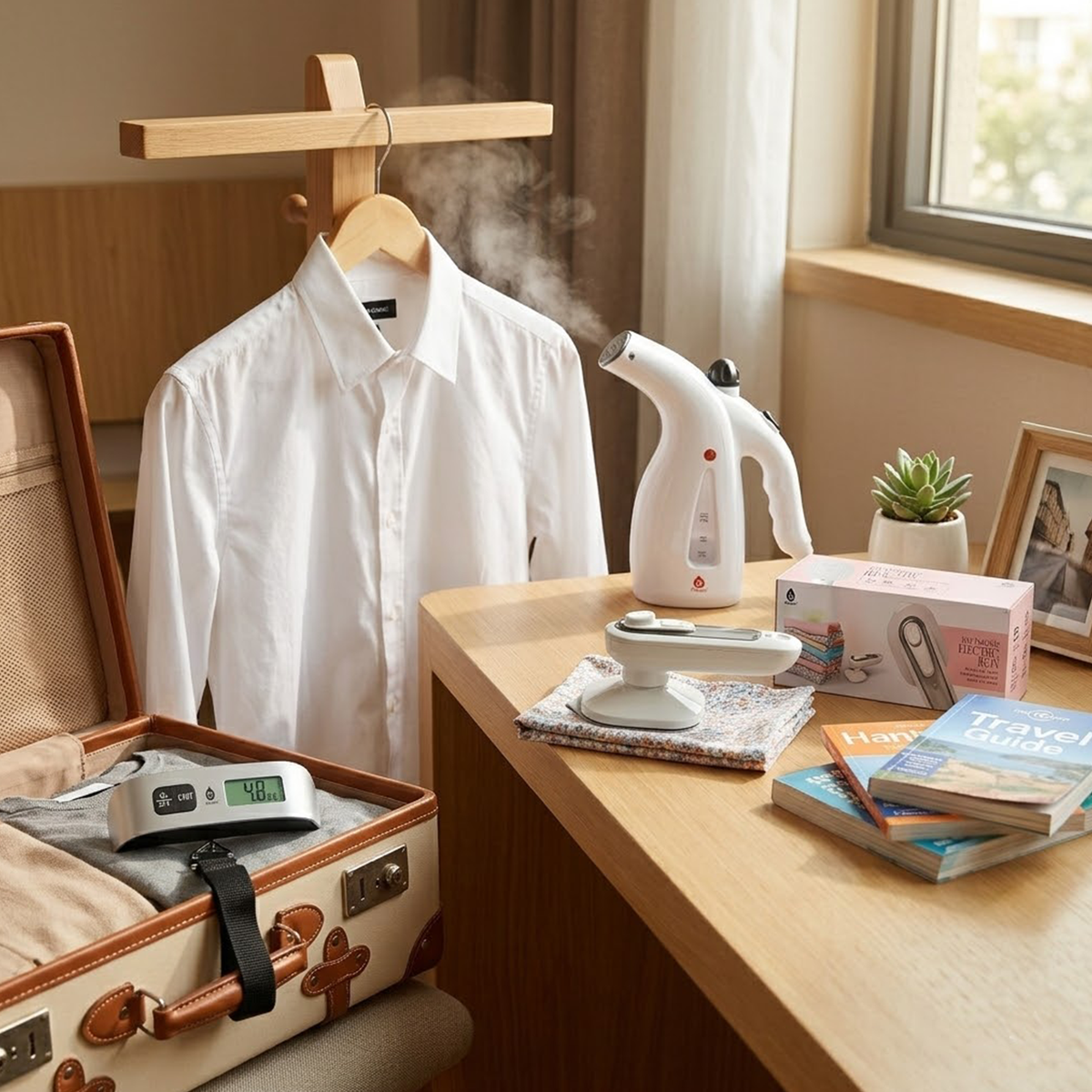 Travel Essentials Bundle: Digital Luggage Scale, Handheld Garment Steamer & Portable Travel Iron-4