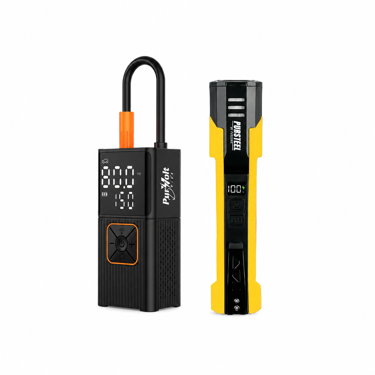 Pursonic Roadside Safety Bundle – 3-in-1 Cordless Tire Inflator & UltraBright Rechargeable Flashlight-0