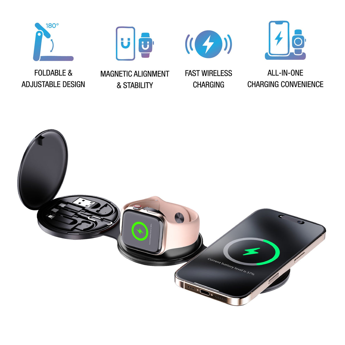Pursonic 5-in-1 Folding Wireless Charging Station – Power Everything, All at Once-1